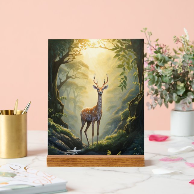 Forêt de cerfs sauvages Acrylique Mur Art (Mariage)