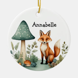 Forêt de champignons et ornement de renards