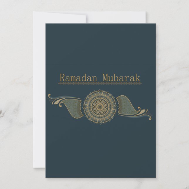 Forêt de la carte Ramadan Mubarak verte et or (Devant)