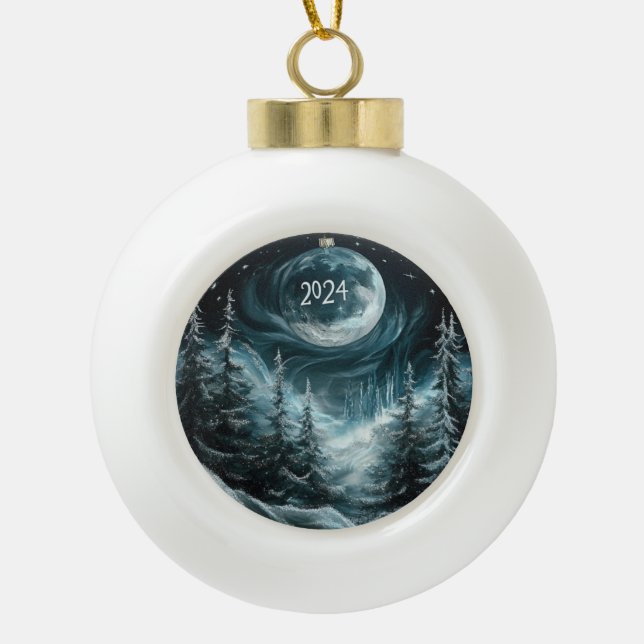 Forêt de Noël enneigée avec ornement de la Grande  (Devant)