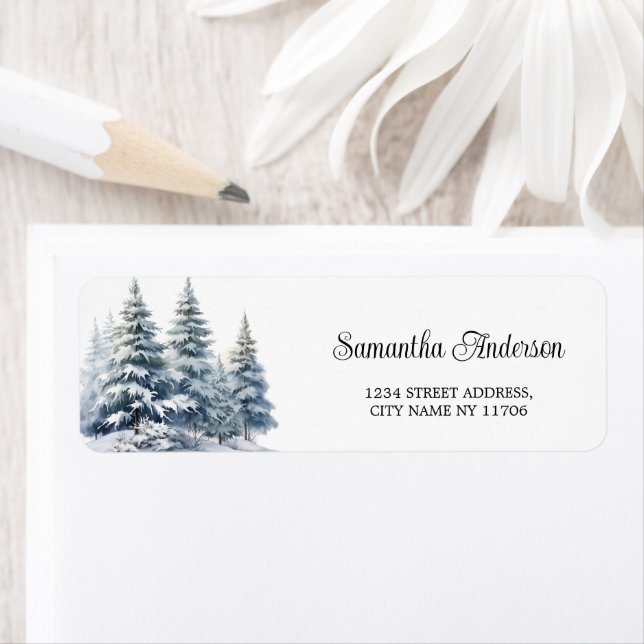 Forêt de pin d'hiver Neige en amour retour Adresse (En situation)