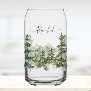 Forêt de pins aquarelle monogrammée Montagne Esthé