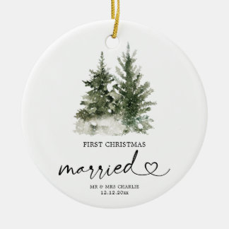 Forêt d'hiver Noël Marié Ornement Cadeau