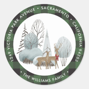 Forêt d'hiver Noël Retourner l'adresse Étiquettes