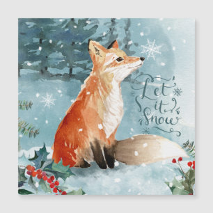 Forêt d'hiver, renard, saint Noël Carte magnétique