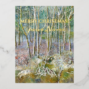 forêt d'hiver Watercolor Foil Carte postale