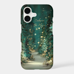 Forêt dorée bokeh vert sarcelle magique