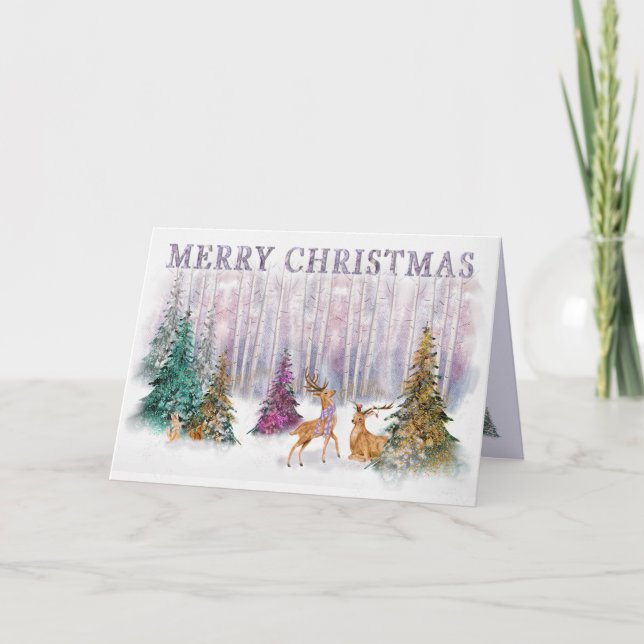 Forêt Enchantante de Noël avec carte de la faune (Devant)