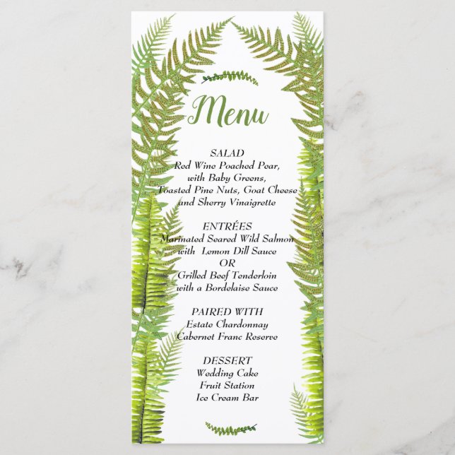 Forêt enchantée, Bois, Menu Mariage personnalisé (Devant)