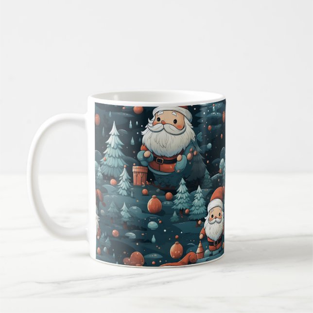 Forêt enchantée en gros Père Noël Mug de Noël (Gauche)