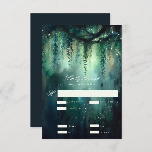 Forêt enchantée Lumières Fée Magique Mariage RSVP (Devant / Derrière)