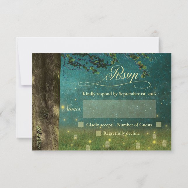 Forêt enchantée Rustique Mason Jar Wedding RSVP (Devant)