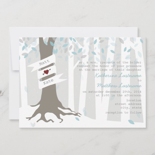Forêt / Faire-part de mariage des neiges hivernale (Devant)