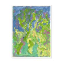 Forêt fantastique avec carte postale violette