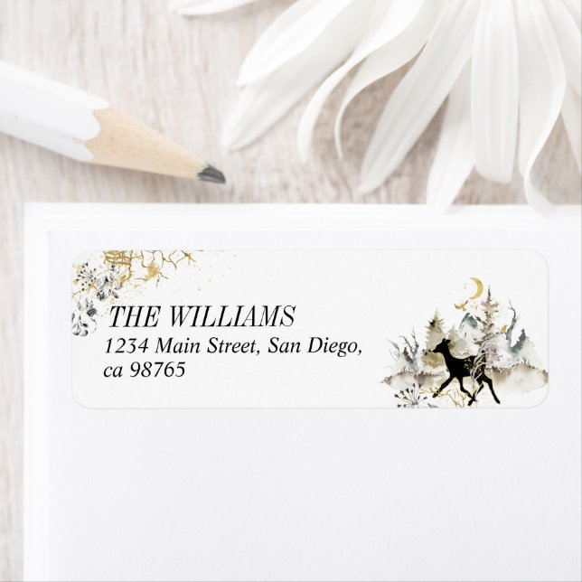 Forêt Magique Noire Et Or Photo Noël (En situation)