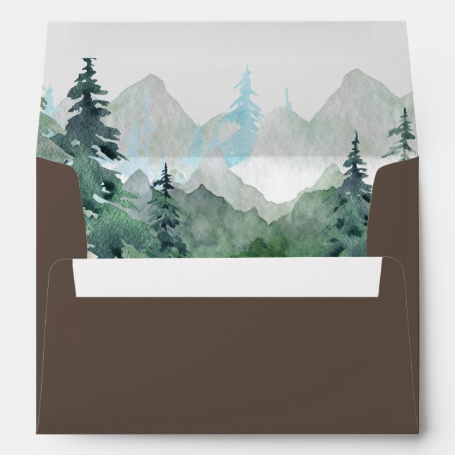 Forêt Montagnes Enveloppe Mariage rustique (Dos (Bas))