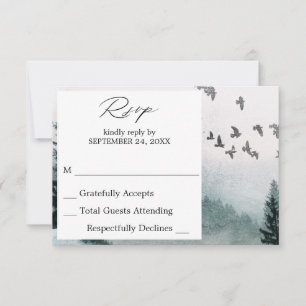 Forêt naturelle et oiseaux non Repas Carte RSVP