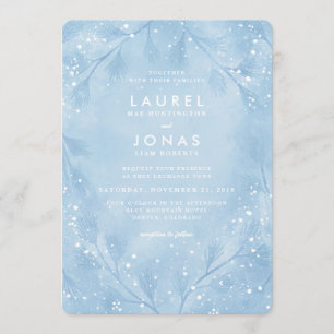 Forêt neigeuse Bleu Mariage d'hiver Invitations