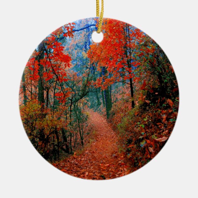 Forêt peinte Flamme d'automne Aquarelle ornement (Devant)