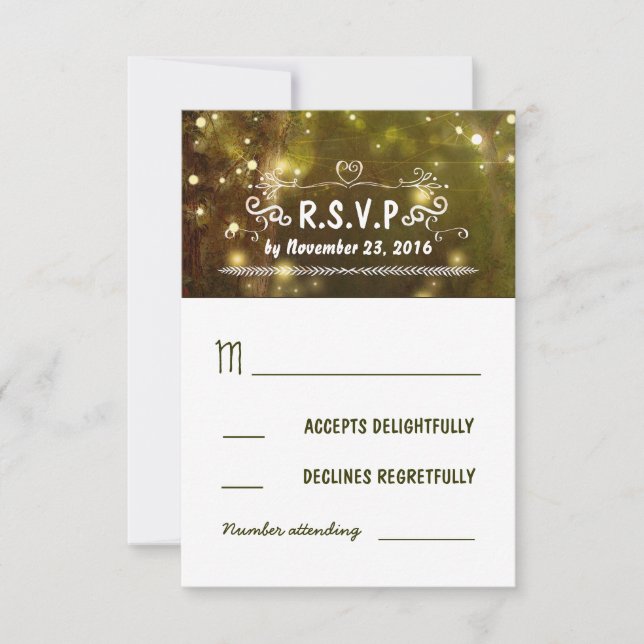 forêt rustique enchantée mariage cartes RSVP (Devant)