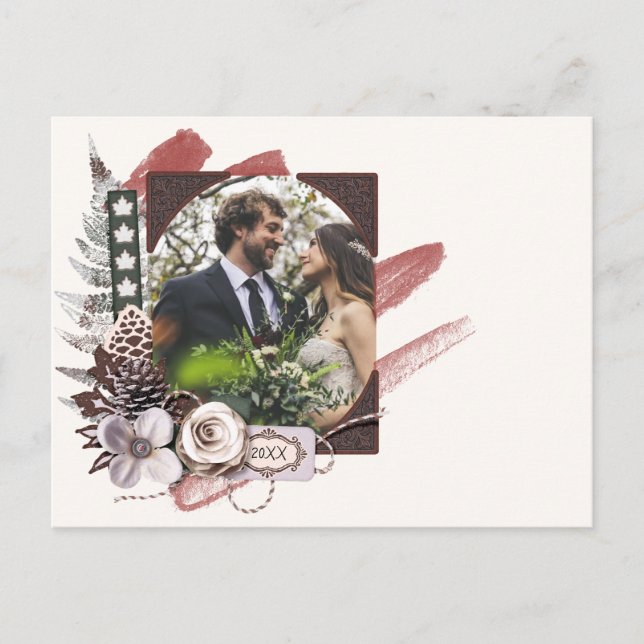 Forêt rustique Mariage d'hiver Carte de remercieme (Devant)