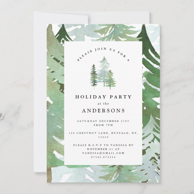 Forêt rustique moderne Invitation Fête de Vacances (Devant)