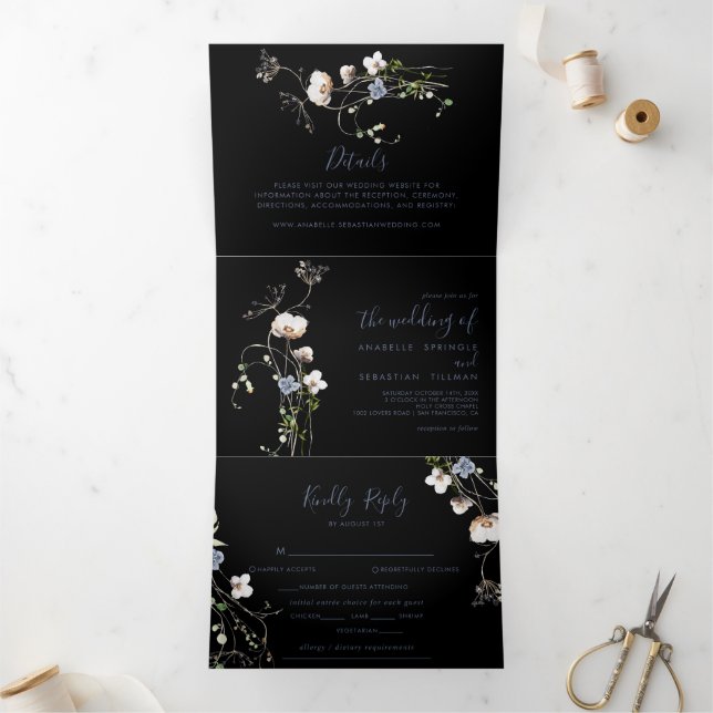 Forêt sauvage Floral Noir triple Mariage (Intérieur)