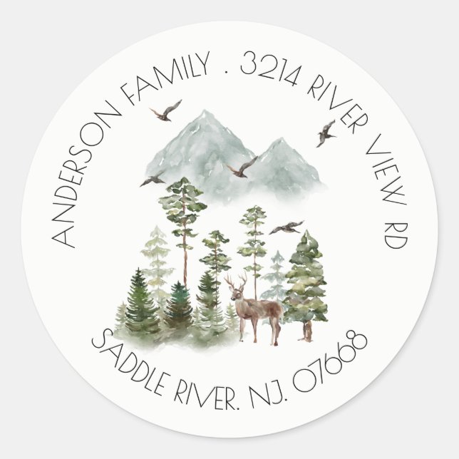 Forêt | Sticker pour Étiquette de adresse nouveau  (Devant)
