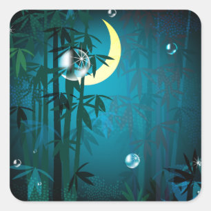 Forêt tropicale aux autocollants de nuit