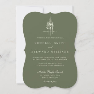 Forêt verte moderne Faire-part de mariage rustique