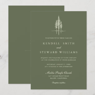 Forêt verte moderne Faire-part de mariage rustique