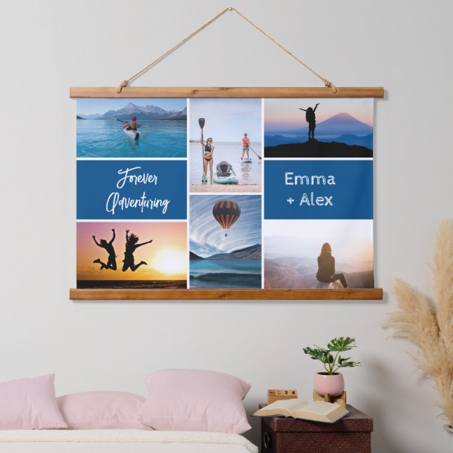 Forever Adventuring Photo Collage Hanging Tapestry (Bedroom)
