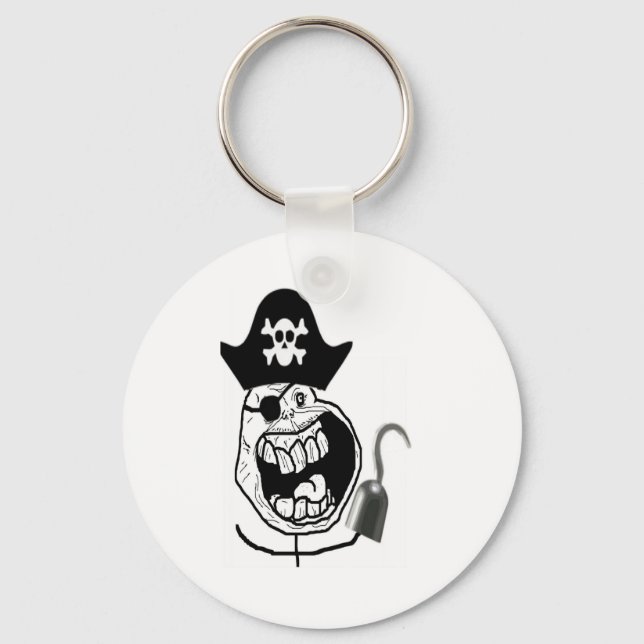 Forever Alone Pirate Comic Face Keychain (Front)