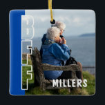 Forever & Always BFF Photo Illusion Ceramic Ornament<br><div class="desc">Forever & Always BFF Photo Illusion Blue Ornament will celebrate the love story that began with friendship. This personalized ceramic ornament features your seamless photo illusion design with outlined “BFF” lettering flowing naturally through your image and a customizable blue accent block. Designed to look like one continuous photograph, the illusion...</div>