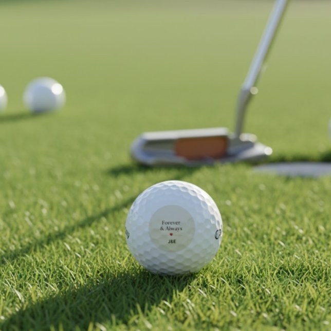 Forever & Always Custom Initials Romantic Golf Bal Balls (Creator Uploaded)