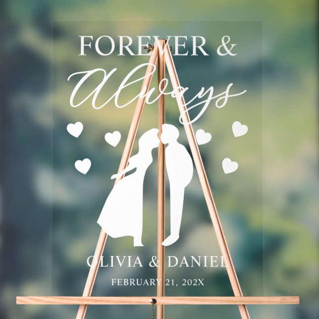 Forever & Always Custom Wedding Acrylic Sign (Neutral)