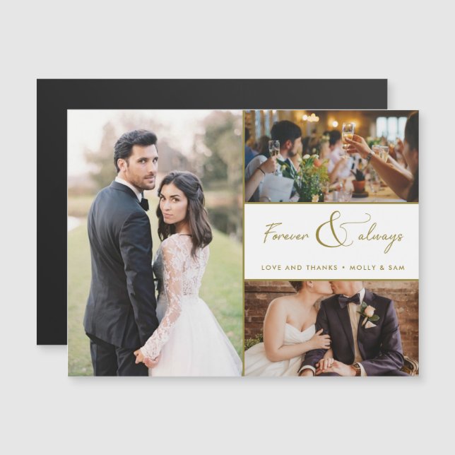 Forever & Always Gold Photo Wedding Thank You (Front/Back)