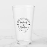 Forever & Always Heart Arrow Wedding Glass<br><div class="desc">Charming wedding glass with forever & always written in an arch above the happy couple's names in a black script. Personalize with your wedding date. An arrow decorated with a small heart shoots through the circle framing your names.</div>