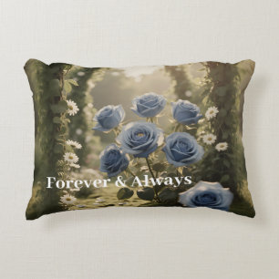 Forever & Always – Romantic Blue Rose Floral Gift  Accent Pillow