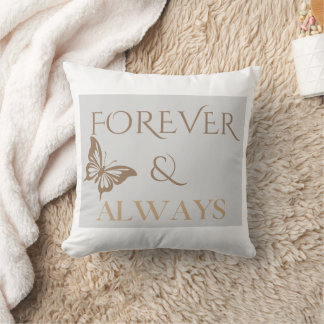 Forever & Always Romantic Saying Gray Elegant Text Throw Pillow