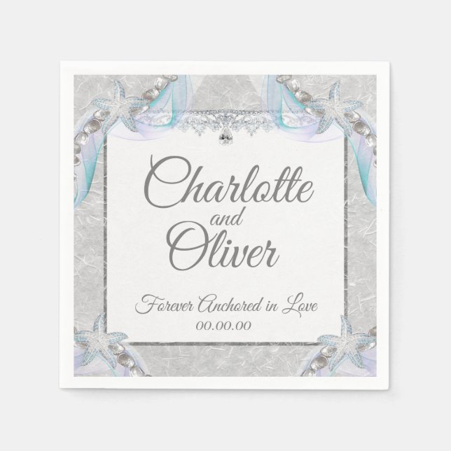 Forever Anchored in Love Wedding Napkin (Front)