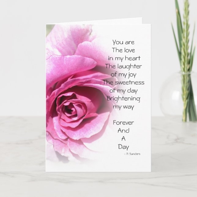 Forever and A Day Poem with Rose Holiday Card (Front)