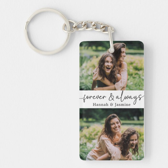 Forever and Always BFF Best Friends Custom Photo Keychain (Front)