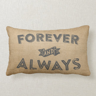 Forever and Always Burlap Initials Wedding Lumbar Pillow