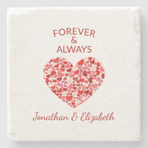 "Forever and Always" Red Heart Stone Coaster