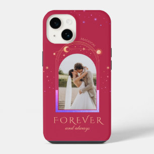 FOREVER AND ALWAYS Wedding Magenta Celestial Photo iPhone 14 Case