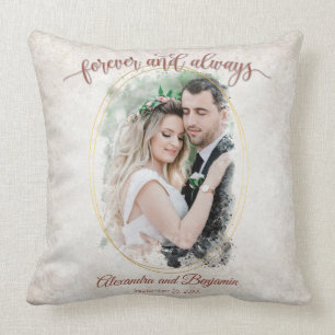 Forever and Always Wedding Photo Template Throw Pillow