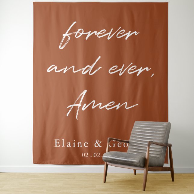 Forever and Ever Wedding Photo Prop Backdrop Tapestry (In Situ)
