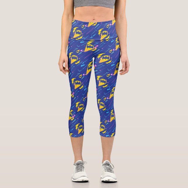 Forever Batman Bat Signal Pattern Capri Leggings (Front)