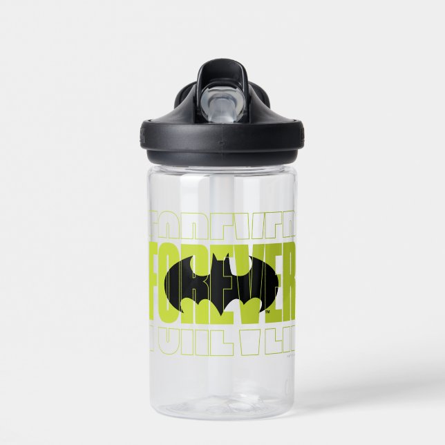 Forever Batman Typography Symbol Graphic Water Bottle (Front)